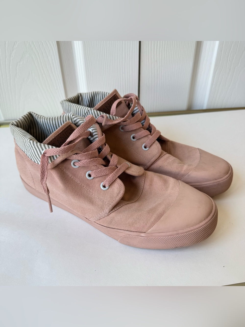 Bangs Shoes Dusty Pink High Top Canvas Sneaker Unisex Womens 9.5 Mens 8